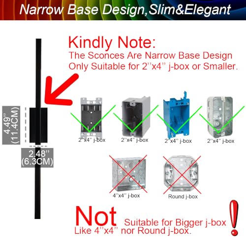 Only Suitable for Small Junction Box Hardwired Wall Sconces Dimmable 24'' (2 Count)