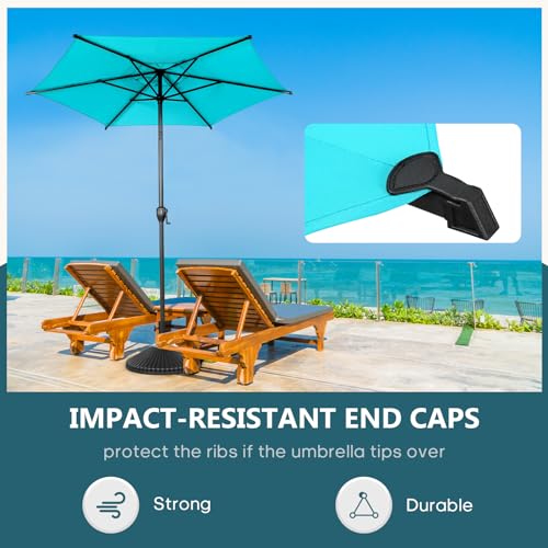 7.5FT Lyon Outdoor Patio Umbrella Outdoor Table Umbrella with Push Button Tilt and Crank Market Umbrella 6 Sturdy Ribs UV Protection Waterproof for Garden Deck Backyard Pool