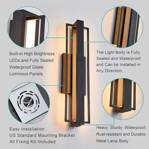 2 Pack 23 inch Modern Large Outdoor Waterproof LED Wall Light (2 Count)