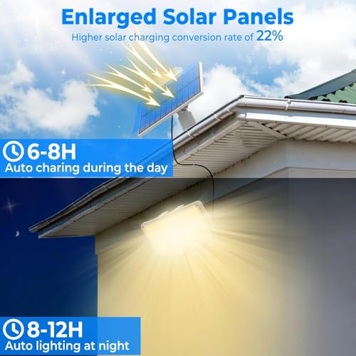 318 LED Solar Motion Lights Outdoor Waterproof with 16.4 FT Cable