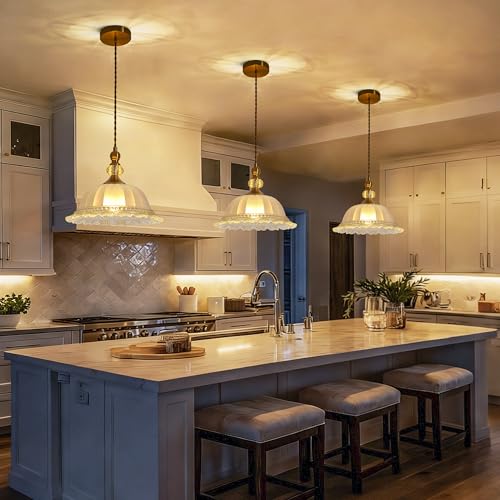 10.6" Milk Glass Vintage Pendant Light for Kitchen Island
