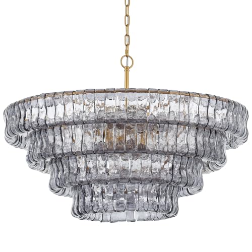 Dia 35.75 Inches Modern Smoke Gray Glass Chandelier for Dining Room
