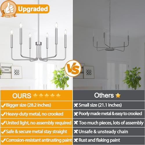 6 Light Farmhouse Chandelier for Dining Room Lighting Fixtures Hanging (6 Count)