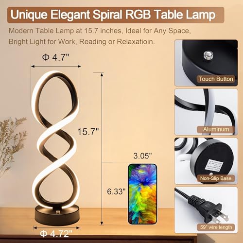 Modern Spiral LED RGB Table Lamp