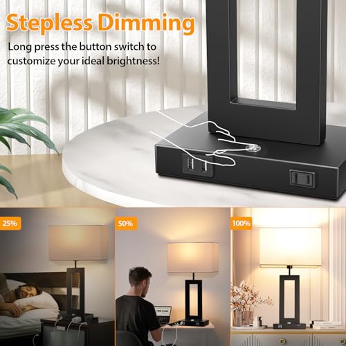 27.2’’ Tall Black Table Lamps for Living Room Bedroom (2 Count)