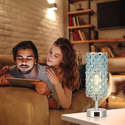 Blue Crystal Bedside Lamp