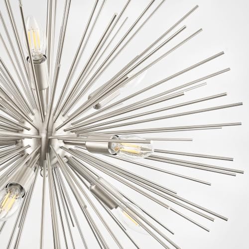 24in Nickel Sputnik Chandelier 9 Light Starburst Light Fixture Solid Metal