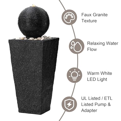 Outdoor Water Fountain with LED Light & Pump