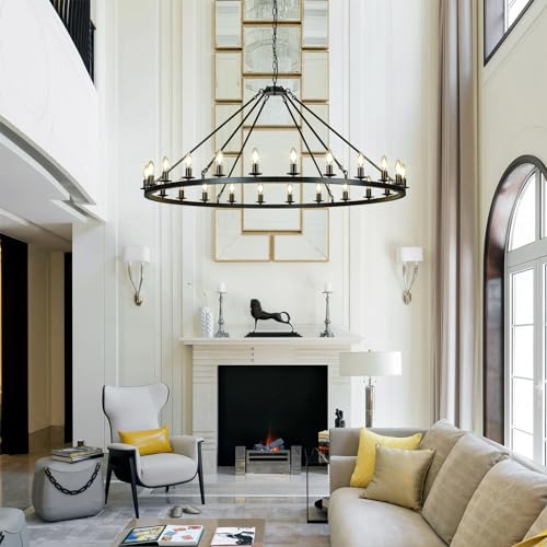 Black Wagon Wheel Chandelier 53