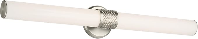 Kichler Sashi 32" LED Large Bath Bar with White Glass in Brushed Nickel, Modern, for Vanity, Fireplace, Buffet, Hallway, Vanity Mirror, (32" W x 5" H) 55193NILED
