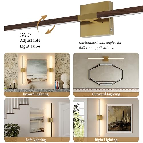 Gold & Walnut Battery Operated Wall Sconce with Remote Control (2 Count)