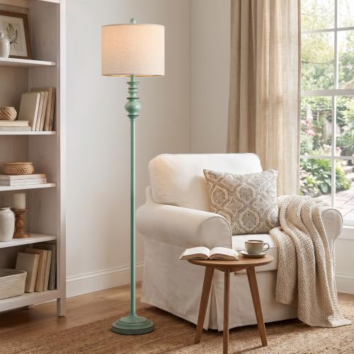 64.25" Farmhouse Floor Lamp with Remote (Rustic Blue)