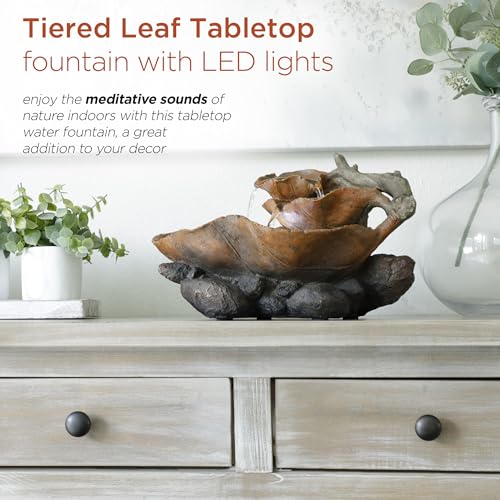 9" Tall Indoor Tabletop Tiered Leaf Hand