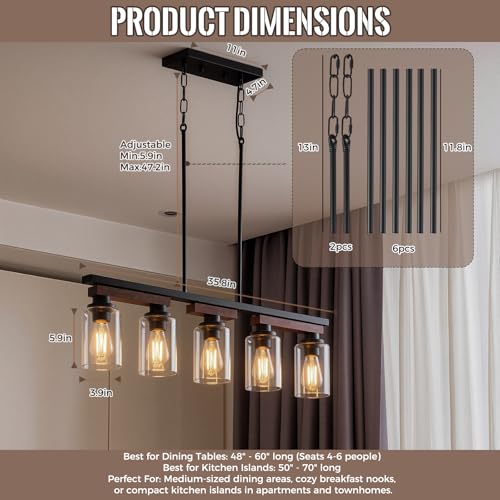 5 Light Black Linear Chandelier