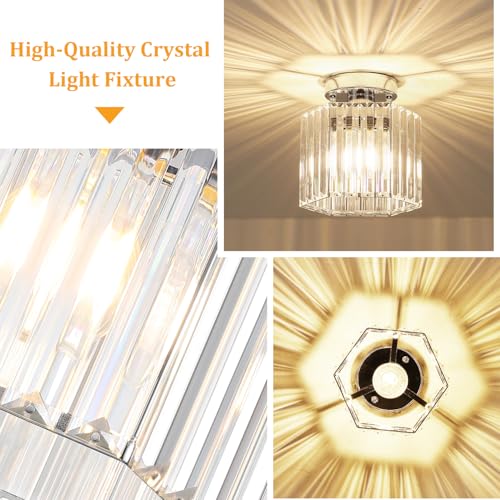 2 Pack Modern Crystal Ceiling Lights Chrome Entryway Light Fixture (2 Count)