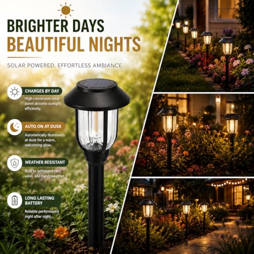 Solar Pathway Lights Outdoor 8 Pack (8 Count)