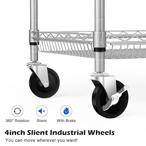 Heavy Duty 2 Tier Rolling Cart