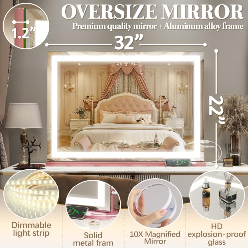 Vanity Mirror with Lights 22''x18'' Makeup Mirror with Lights