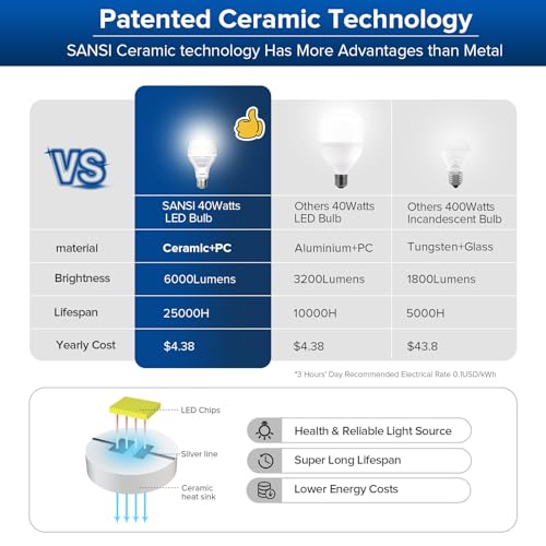 400W Equivalent 6000 Lumens Brightest LED Light Bulb