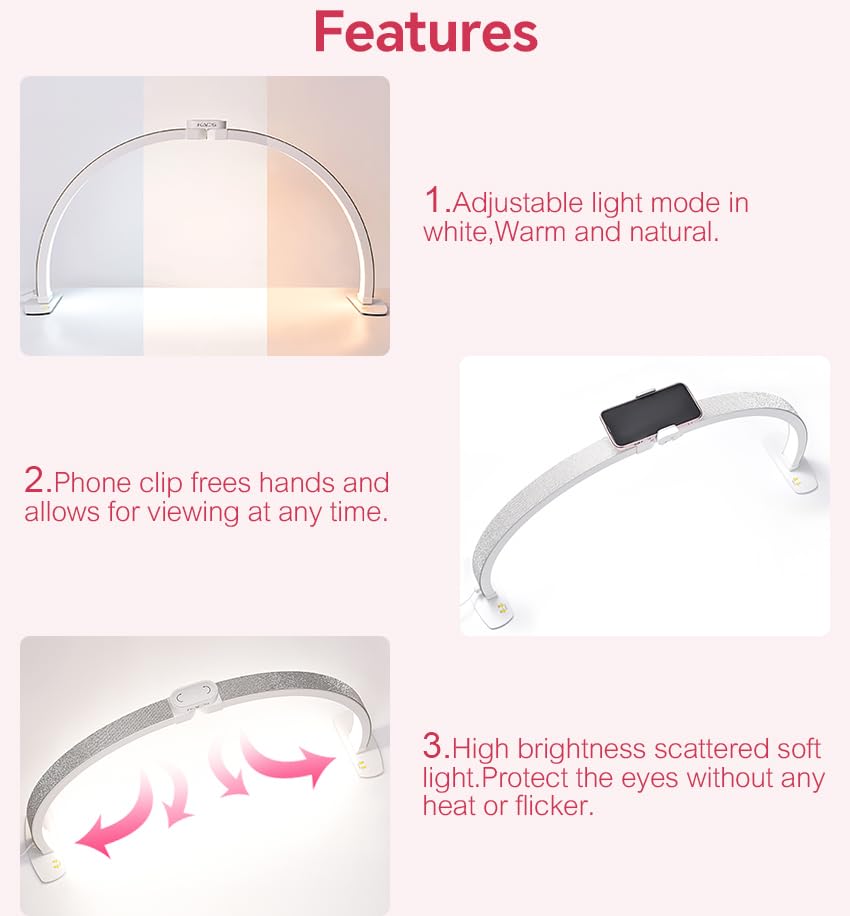 29inch Large Half Moon Desk Lamp Nail Light with Rhinestones