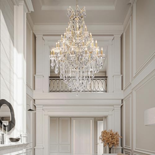 44 Lights Large Crystal Chandelier for High Ceilings