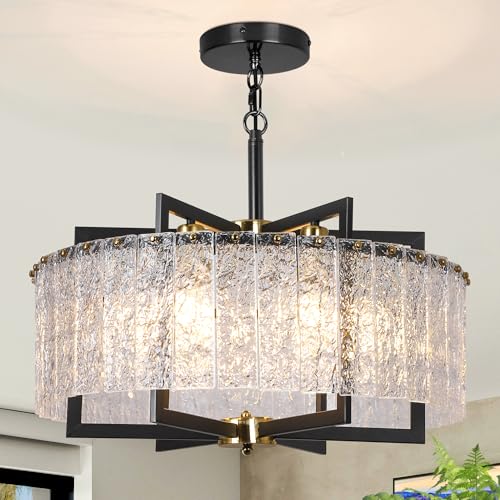 Modern Black Crystal Chandeliers Glass Dining Room Light Fixture