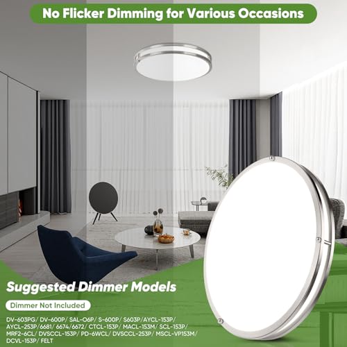 18inch 50W LED Flush Mount Ceiling Lights 5600lm Super Bright (2 Count)