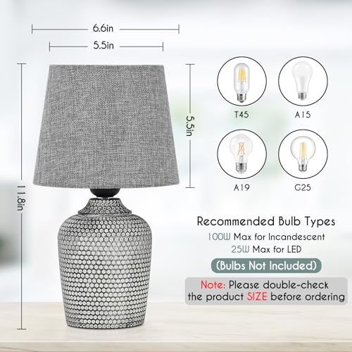 11.8’’ Small Table Lamps Set of 2 for Bedroom Kid’s Room Home Office (2 Count)