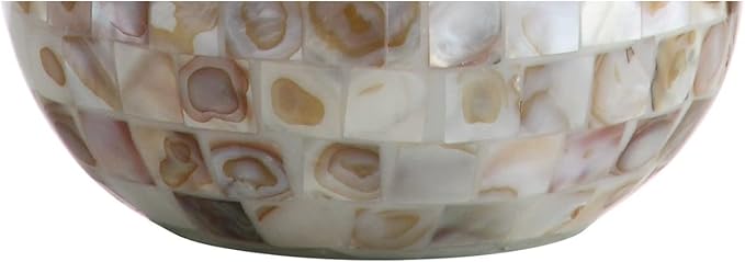 JONATHAN Y JYL1024A 20.5" Coastal Seashell Mosaic Table Lamp for Living Room, Bedroom, Bedside Nightstand Lamp with White Linen Drum Shade, Cottage Beach House Accent Lamp, LED Bulb Included