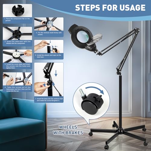 Floor Magnifying Glass with Light and Stand