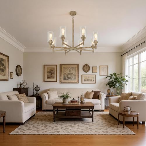 8 Light Rustic Farmhouse Chandelier 34"