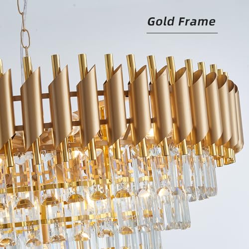 Large Crystal Chandelier 30" Modern Hanging Crystal Pendant