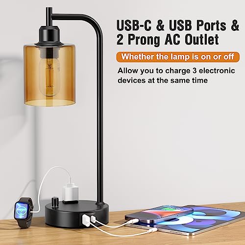 Industrial Bedside Lamps for Nightstand Set of 2 (2 Count)