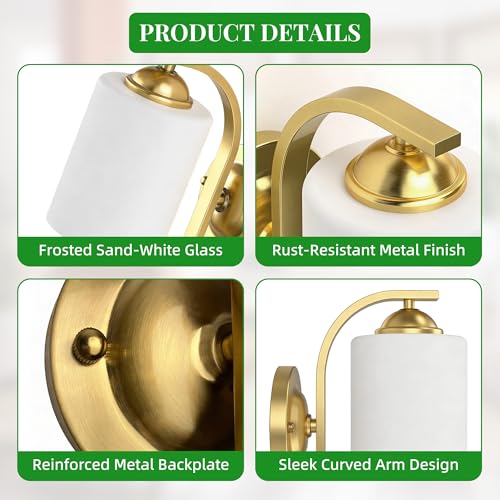 Gold Wall Sconces Lights for Bathroom (2 Count)