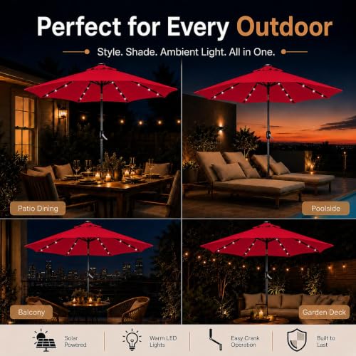 9FT Solar Patio Umbrella w