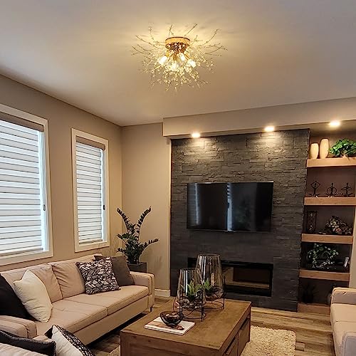 Gold Crystal Flush Mount Ceiling Light