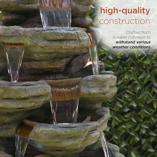 TZL352 Outdoor Floor Stone Tower Fountain with LED Lights