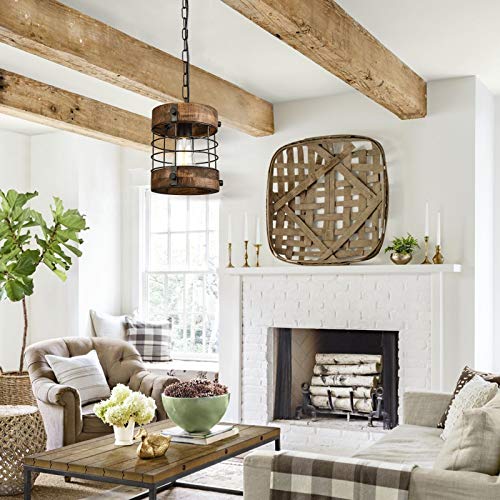 Retro Industrial Metal and Wood Chandelier 1