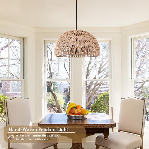 17.6 inch Hemp Rope Woven Pendant Light Wicker Pendant Light 3