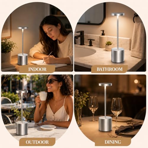 Silver Rechargeable Table Lamps 2 Pack (2 Count)