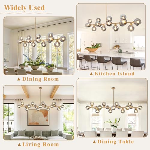 75'' Gold Linear Chandeliers for Dining Room Modern Extra Large Chandelier