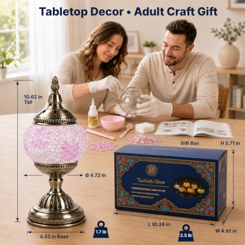 DIY Turkish Mosaic Lamp Kit for Adults (Deep Pink)