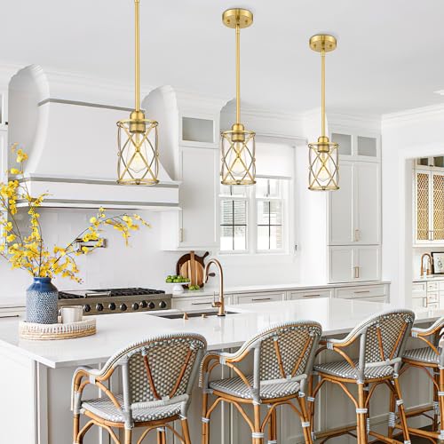 Brushed Gold Pendant Lights Kitchen Island 3 Pack (3 Count)