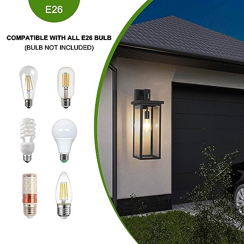 20'' Large Black Outdoor Wall Lights Exterior Lantern Sconce for Porch