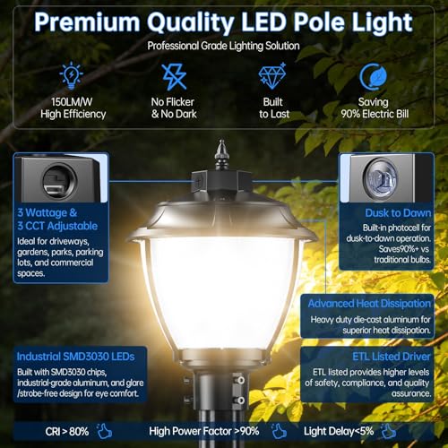 6Pack LED Post Top Light 100W (12.6 Inch)