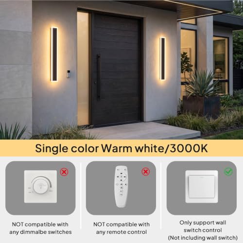 2 Pack 15.7 Inch Modern Outdoor LED Wall Lights (15.7in)