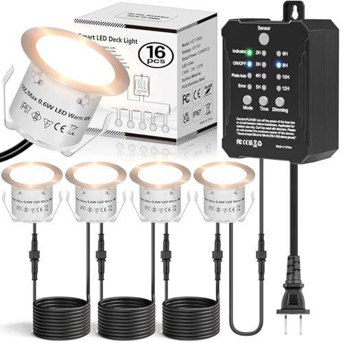 16 Packs Low Voltage Deck Lights Kit with Transformer IP67 2700K