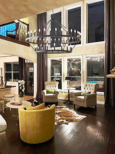 60 Inch Large Black Wagon Wheel Chandelier
