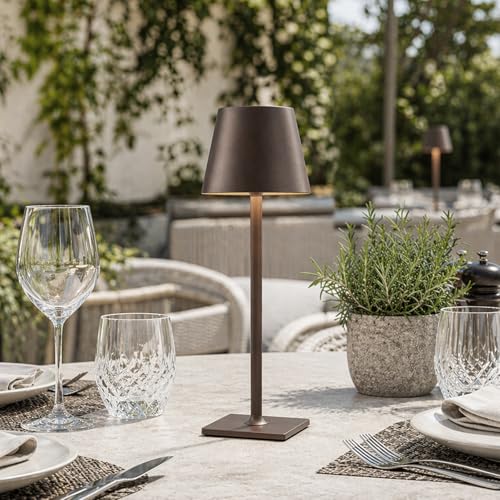 Cordless Table lamp Brown 2pack for Restaurant Home Dinner Dining Kitchen Outdoor Patio