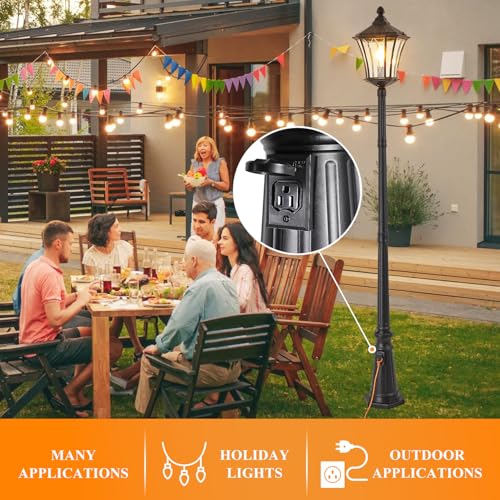Outdoor Lamp Post Lights with Outlet